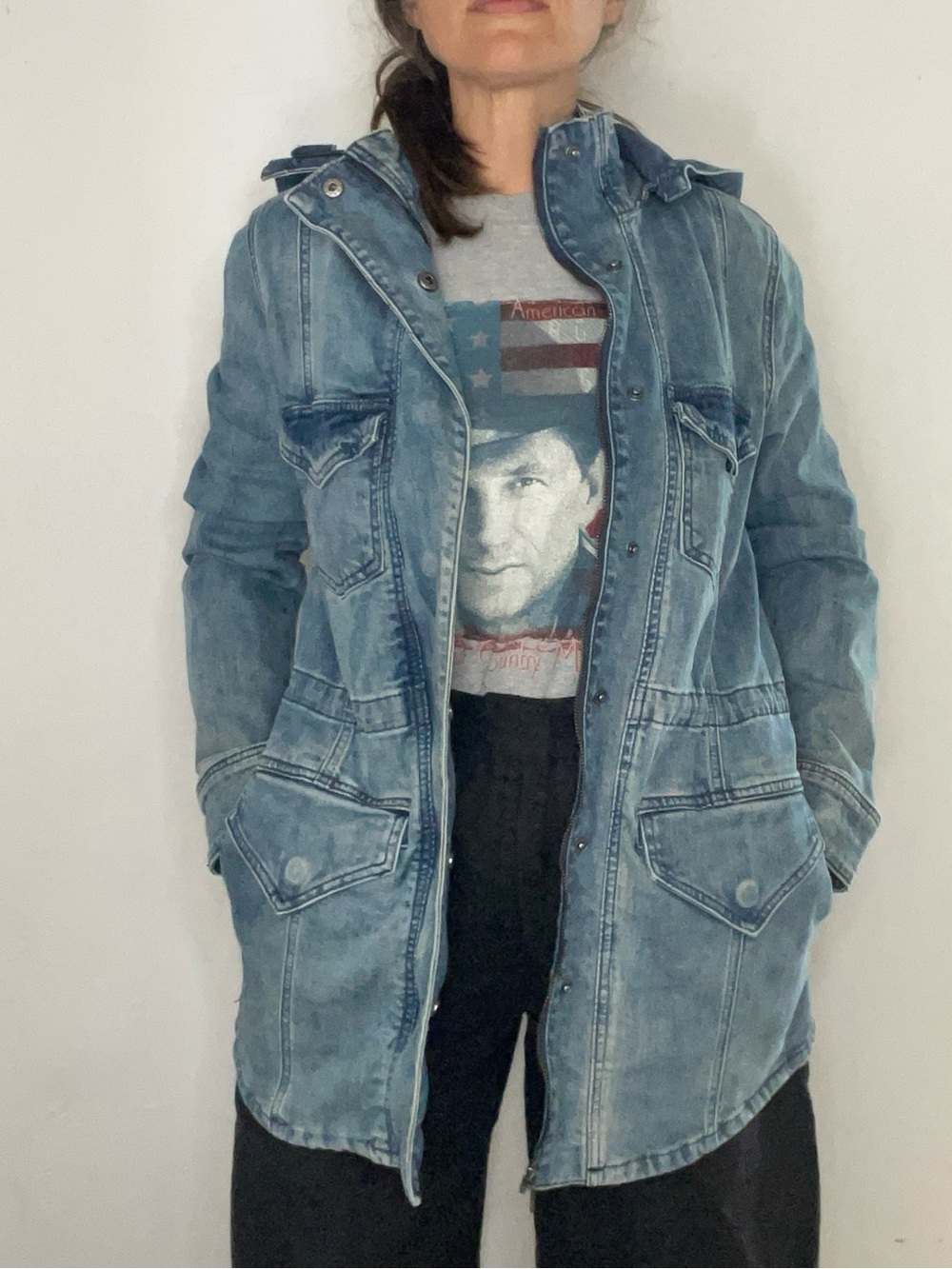 Resistol Western Denim Jacket Chore Coat With Hood​​
